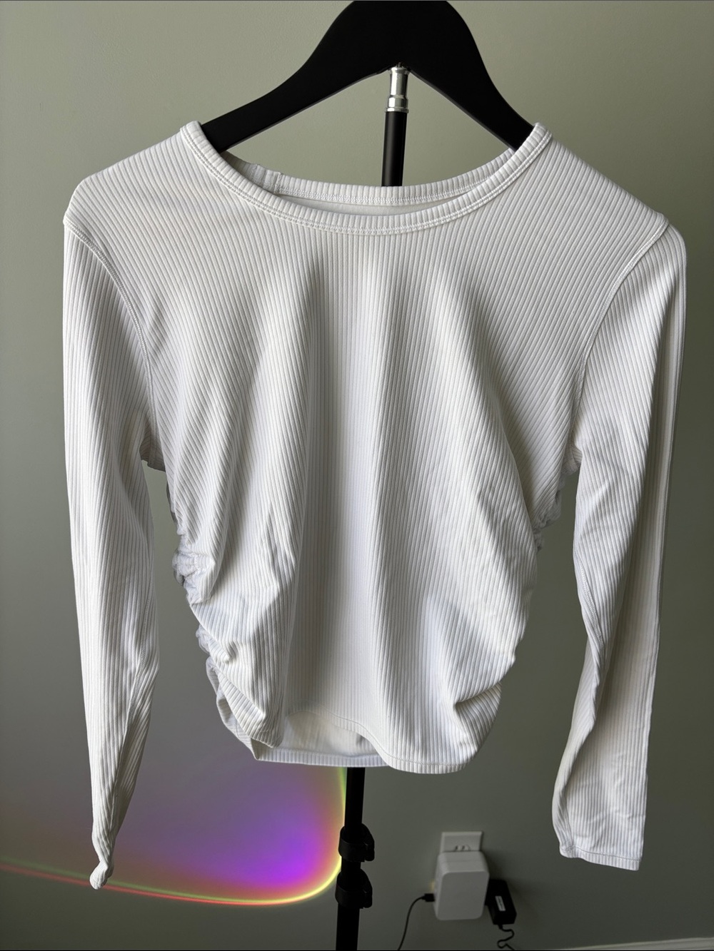 Women's Ribbed Long-Sleeve Top - White Lululemon size L
